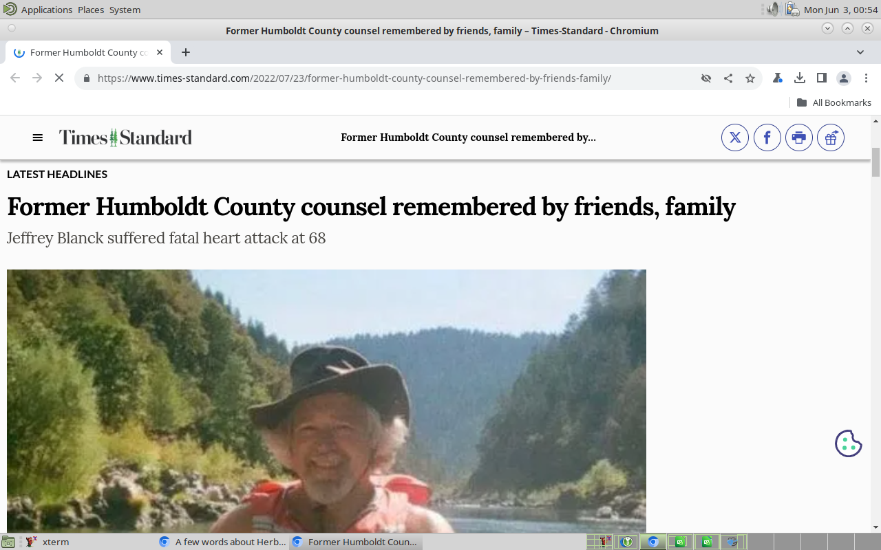 Arcata's Times-Standard newspaper thinks Jeffrey Blanck is dead